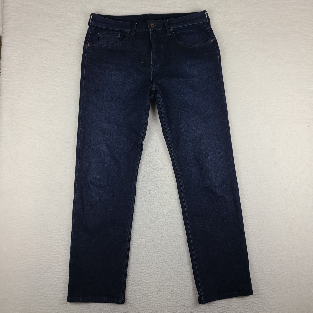 True Classic Jeans Mens 33x32 Blue Straight Leg Dark Wash Denim